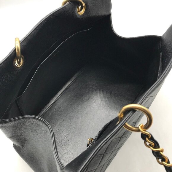 CHANEL Caviar Tote Grand Shopper GST Quilted Chain Shoulder Bag Purse Black - Picture 9 of 12